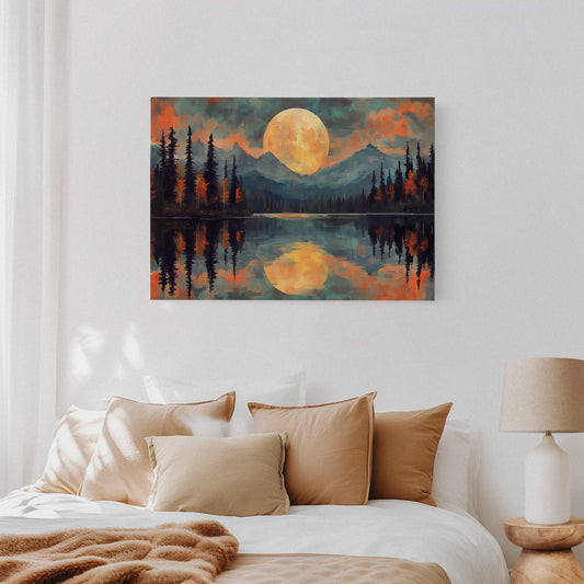 Moonlit Lake Mirrors Mountain Dreams
