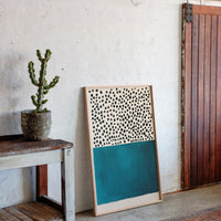 Teal Block and Ink Dots
