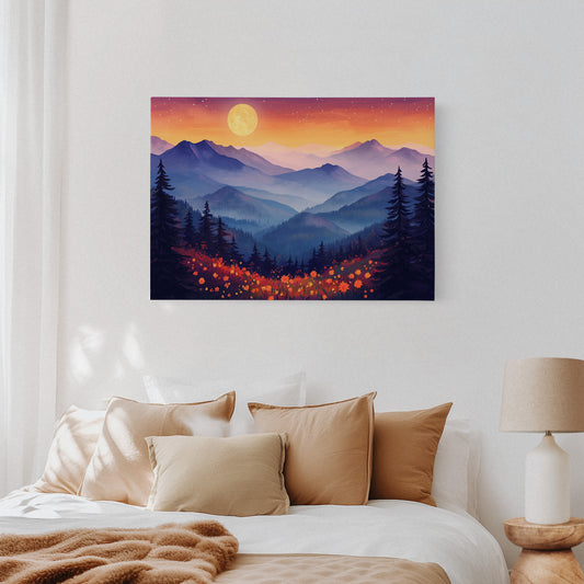 Moonlit Meadows Paint Mountain Dreams