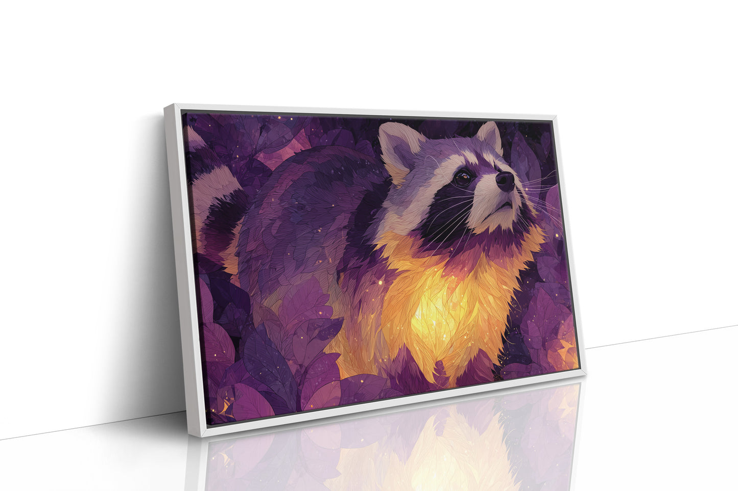 Raccoon Lit by Firelight