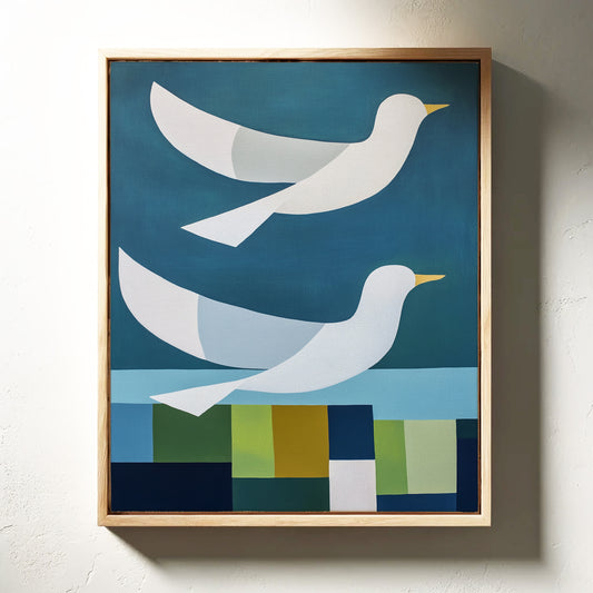 Peace Doves Above Geometric Fields