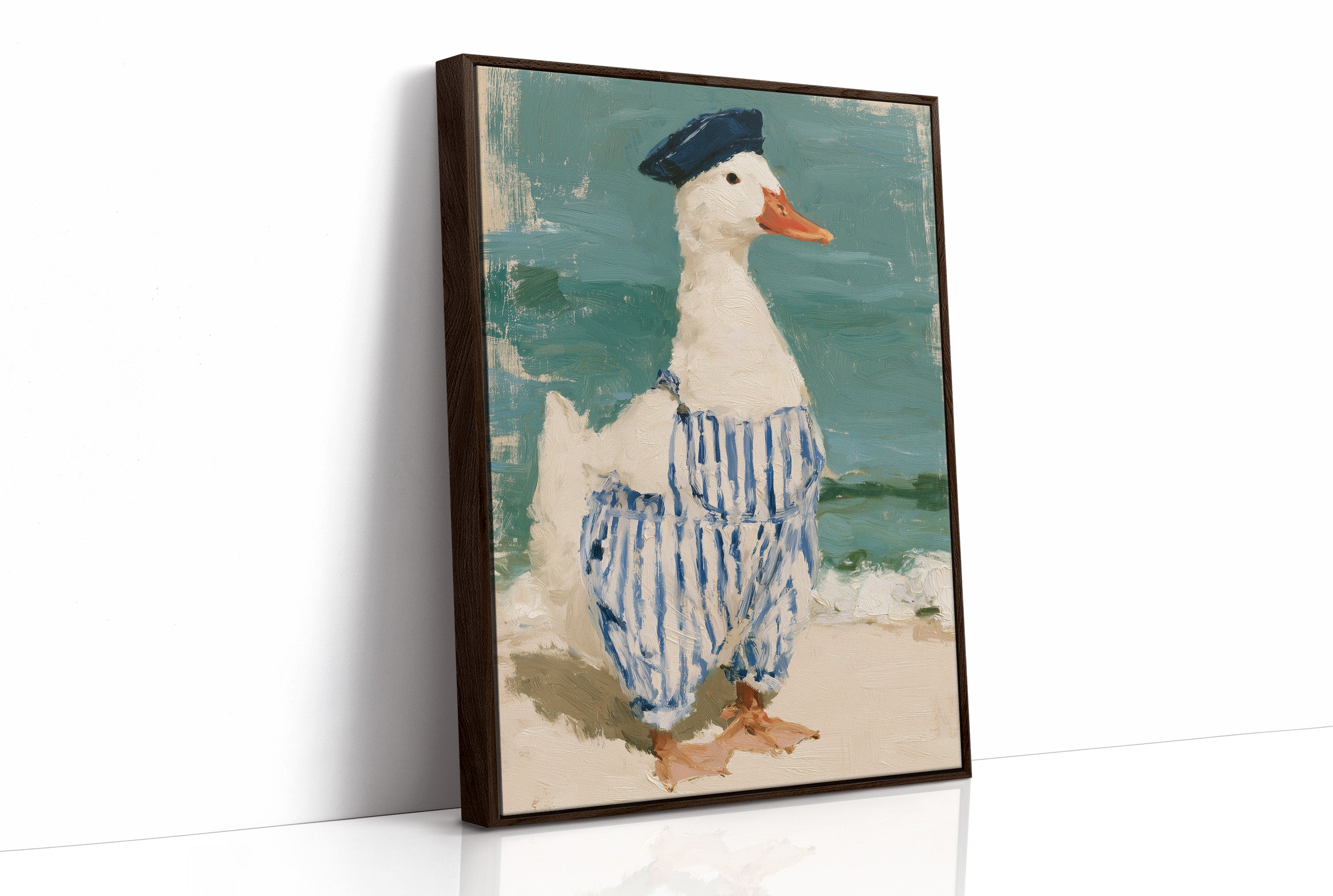 Beret Duck Strolling Beach