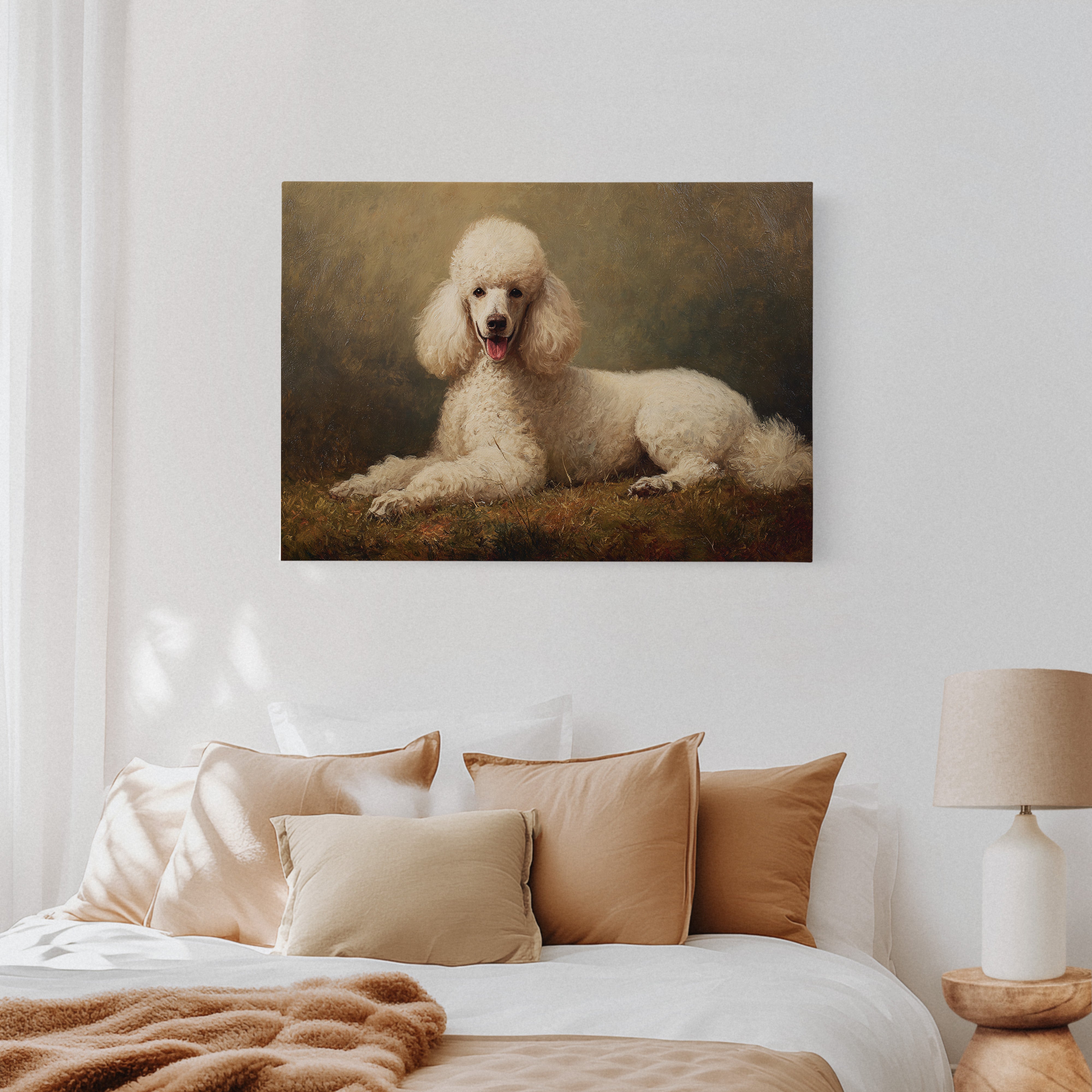 Noble Poodle Rests In Autumn Light