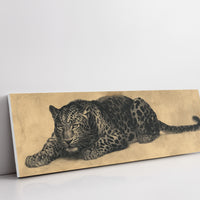 Vintage Leopard Illustration on Aged Paper Background