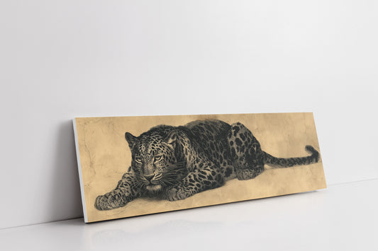 Vintage Leopard Illustration on Aged Paper Background