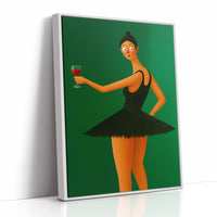 Surprised Ballerina with Wine Glass