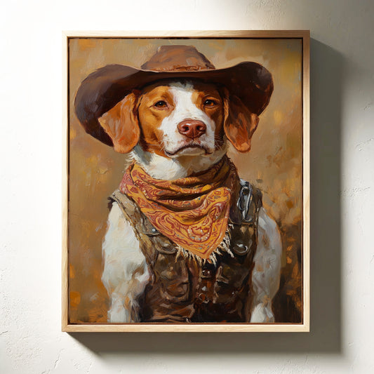 Brittany Spaniel Cowboy in Sunset Bandana