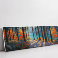 Autumn Forest Path Overlooking Turquoise Lake