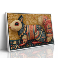 Folk Tapestry Rabbit Portrait