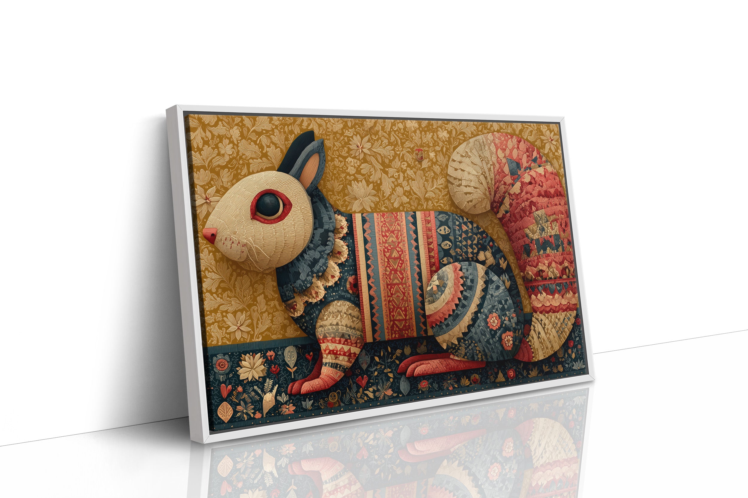 Folk Tapestry Rabbit Portrait