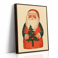 Folk Carved Santa & Tree
