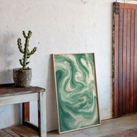 Emerald Waves: Abstract Fluid Art Print