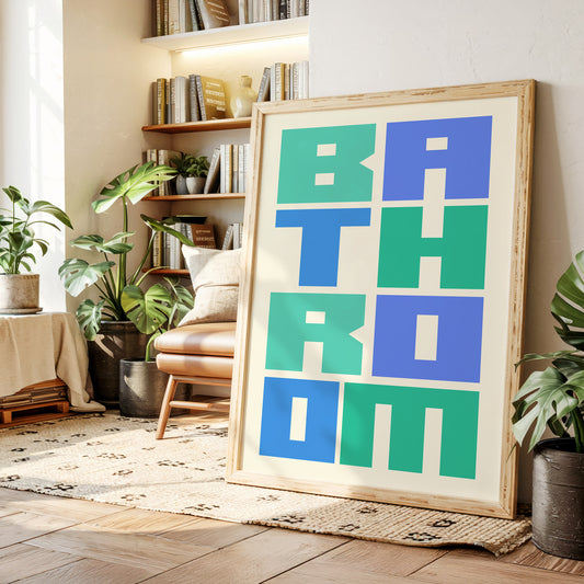 Geometric Letters Dance In Mint Blue