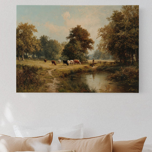 Autumn Cattle By The River's Edge