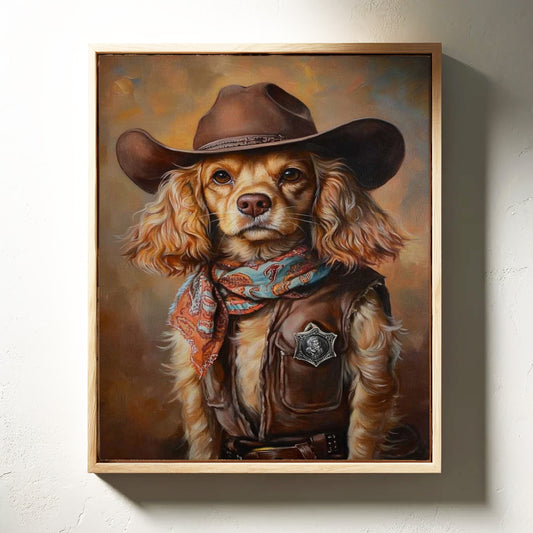 Cocker Spaniel Sheriff in Turquoise and Rust