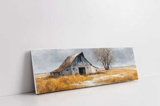 Weathered Barn Beneath Gray Skies