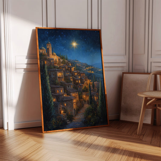 Starry Night Village Canvas Print - Enchanting Landscape Art - Gallery Canvas image 5