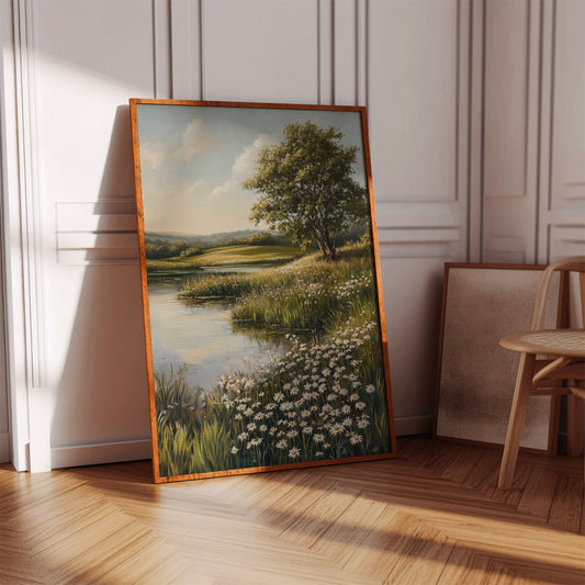 Tranquil Meadow Landscape Painting - Serene Nature Art - Gallery Canvas image 11