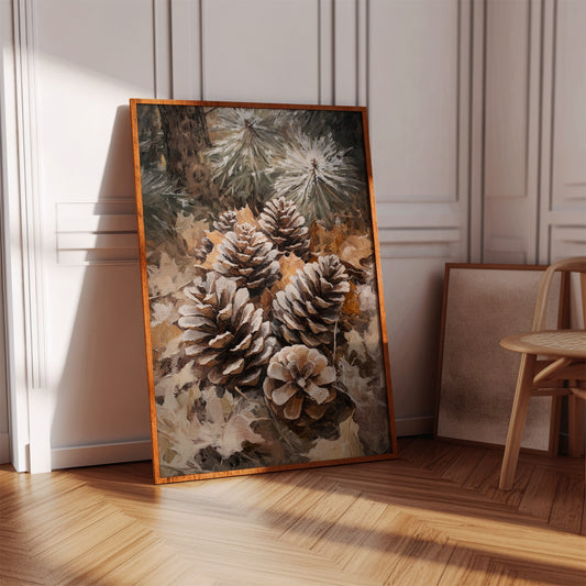 Winter Pinecone Forest Art Print - Rustic Nature Decor - Gallery Canvas image 13