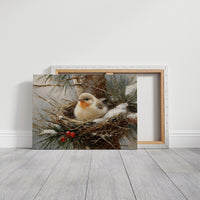 Winter Sparrow Finds Holly Haven