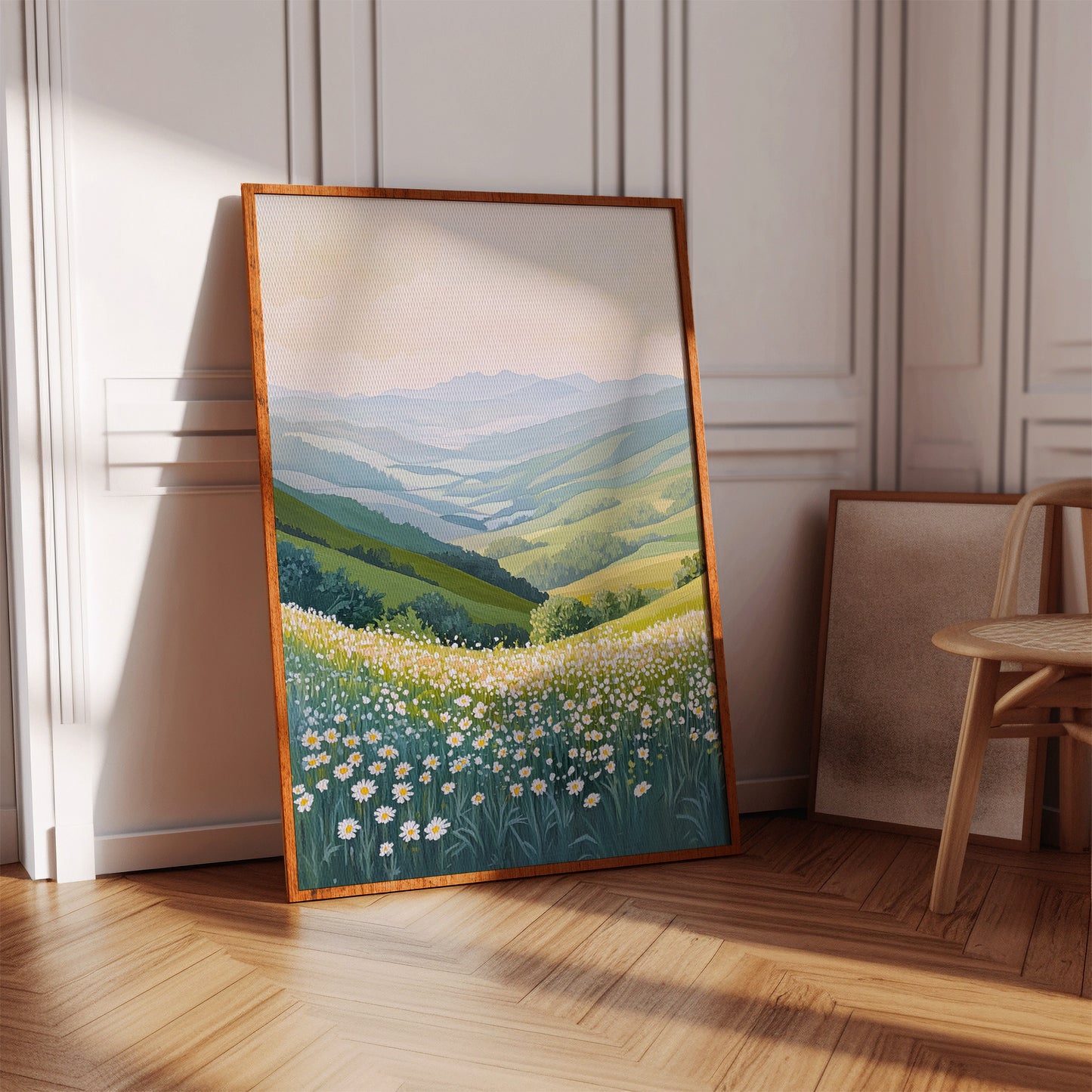 Tranquil Meadow Landscape Art Print - Pastel Scenic Decor - Gallery Canvas image 8