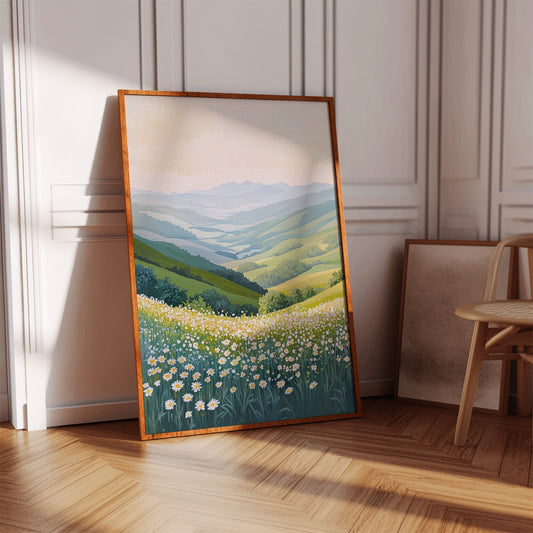 Tranquil Meadow Landscape Art Print - Pastel Scenic Decor - Gallery Canvas image 8