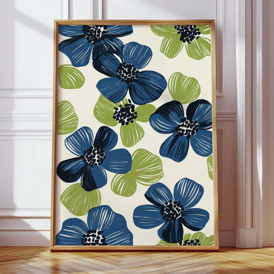 Summer Blossoms Drift In Navy