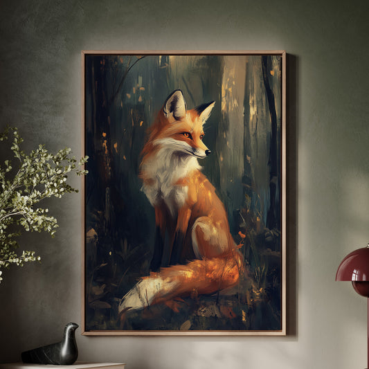 Fox Wall Art – Mystical Forest Print, Woodland Animal Decor, Nature-Inspired Painting