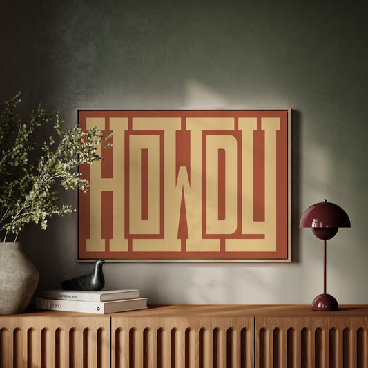 Retro Terracotta Howdy Typography Print