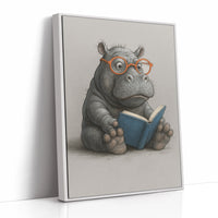 Baby Hippo Reading with Glasses