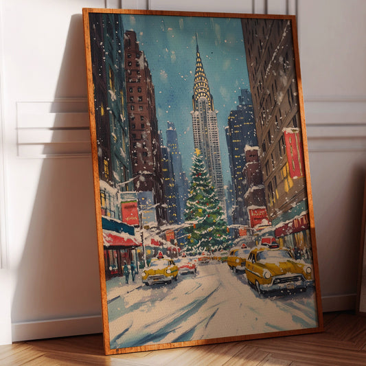 New York Winter Cityscape Canvas - Festive Urban Art - Gallery Canvas image 5
