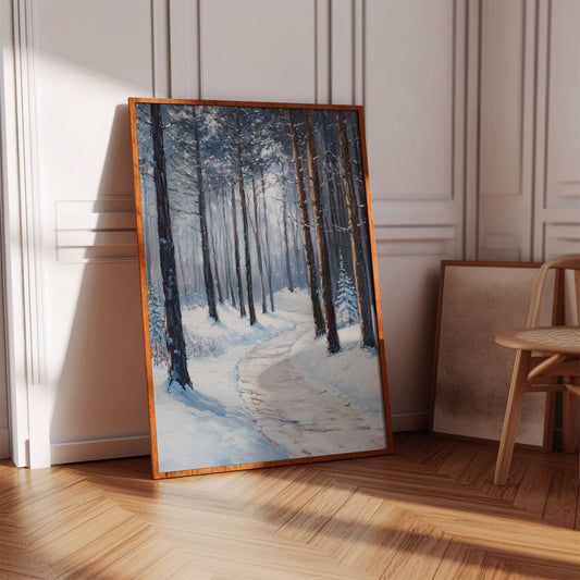 Winter Forest Pathway Canvas - Serene Nature Art - Gallery Canvas image 2