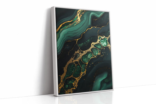 Gilded Cells in Deep Emerald Flow