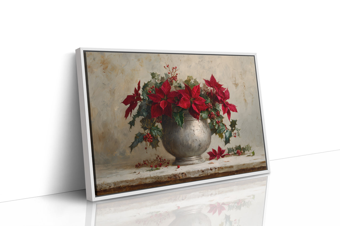 Poinsettias Paint December's Silver Story