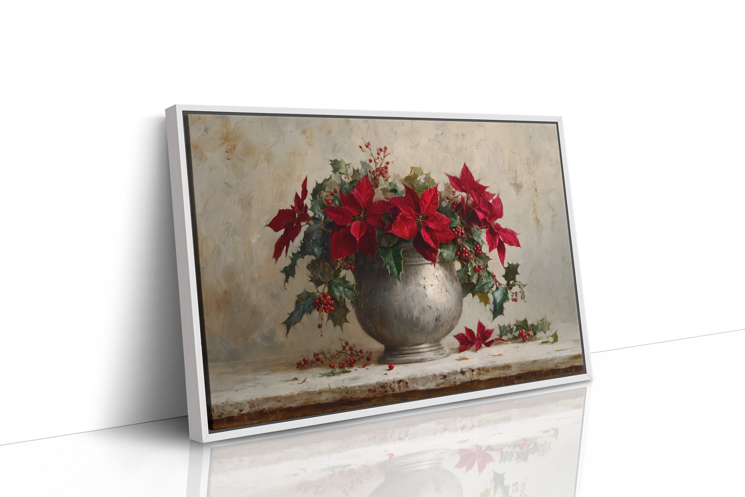Poinsettias Paint December's Silver Story