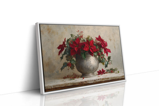 Poinsettias Paint December's Silver Story