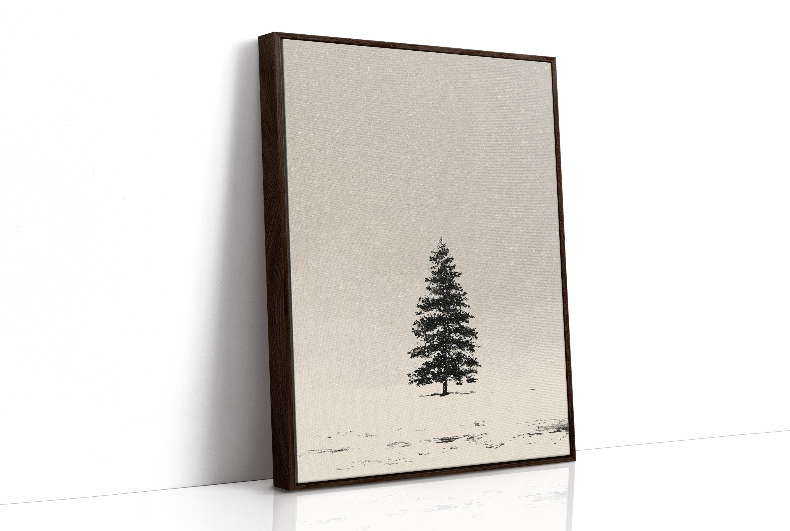 Solitary Pine in Snowfall