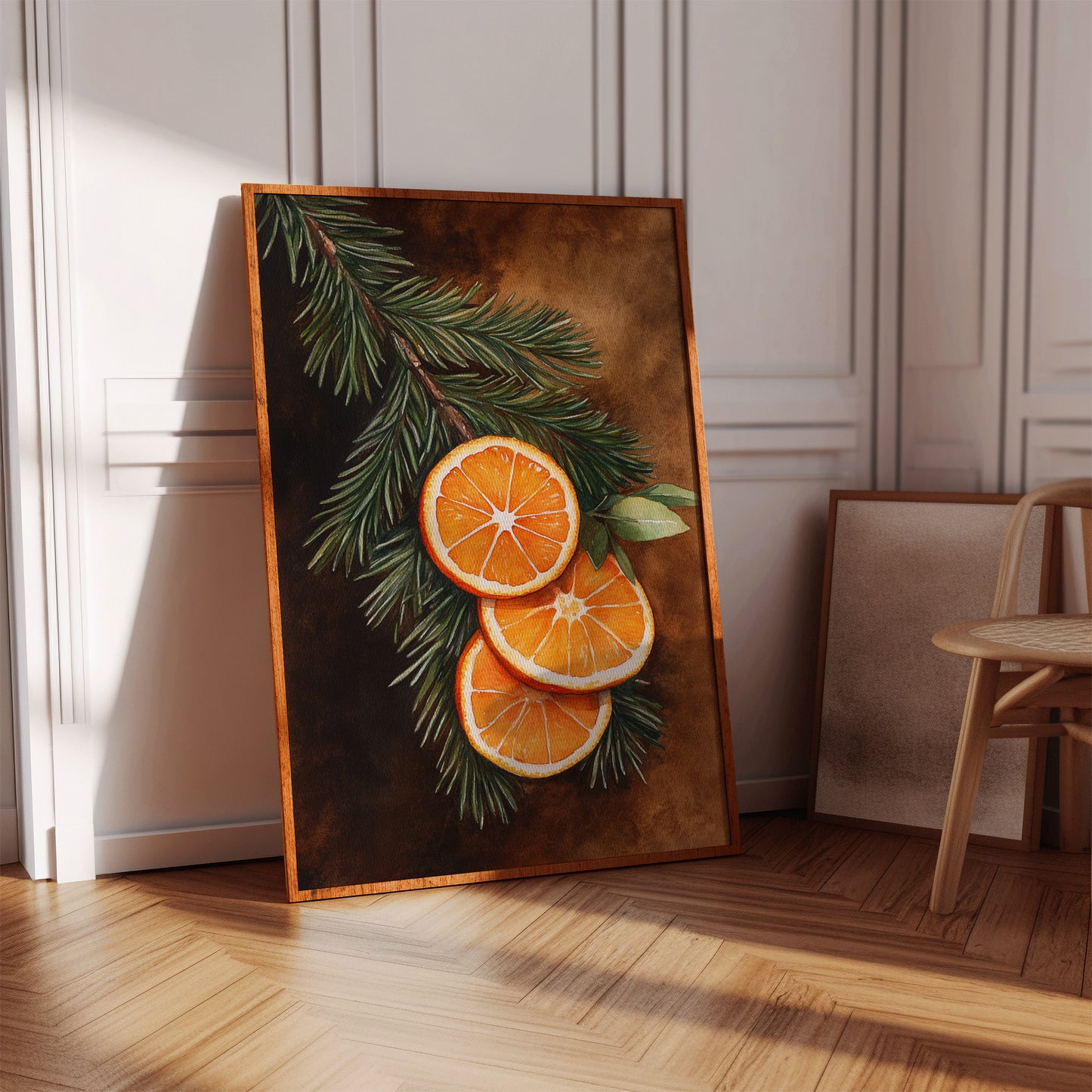 Orange Slice Pine Branch Print - Rustic Nature Art - Gallery Canvas image 6