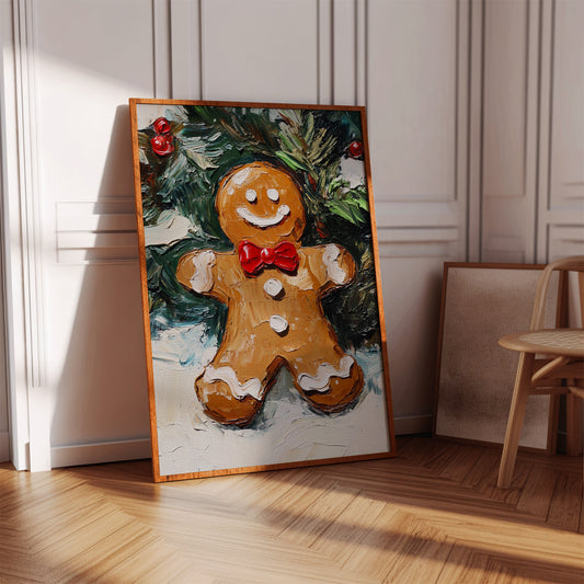 Gingerbread Man Oil Painting - Festive Holiday Art - Gallery Canvas image 11