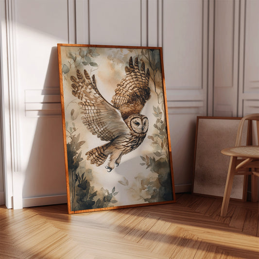 Majestic Owl Watercolor Print - Nature Wildlife Art - Gallery Canvas image 4