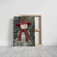 Winter Garden Snowman Wears Red