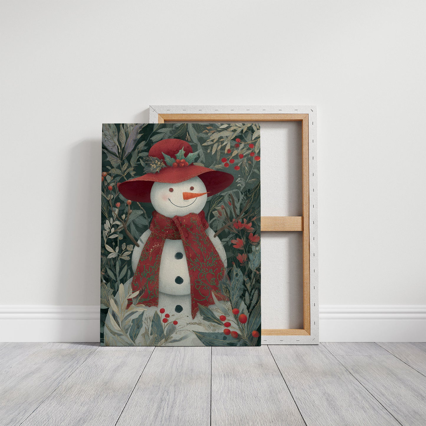 Winter Garden Snowman Wears Red