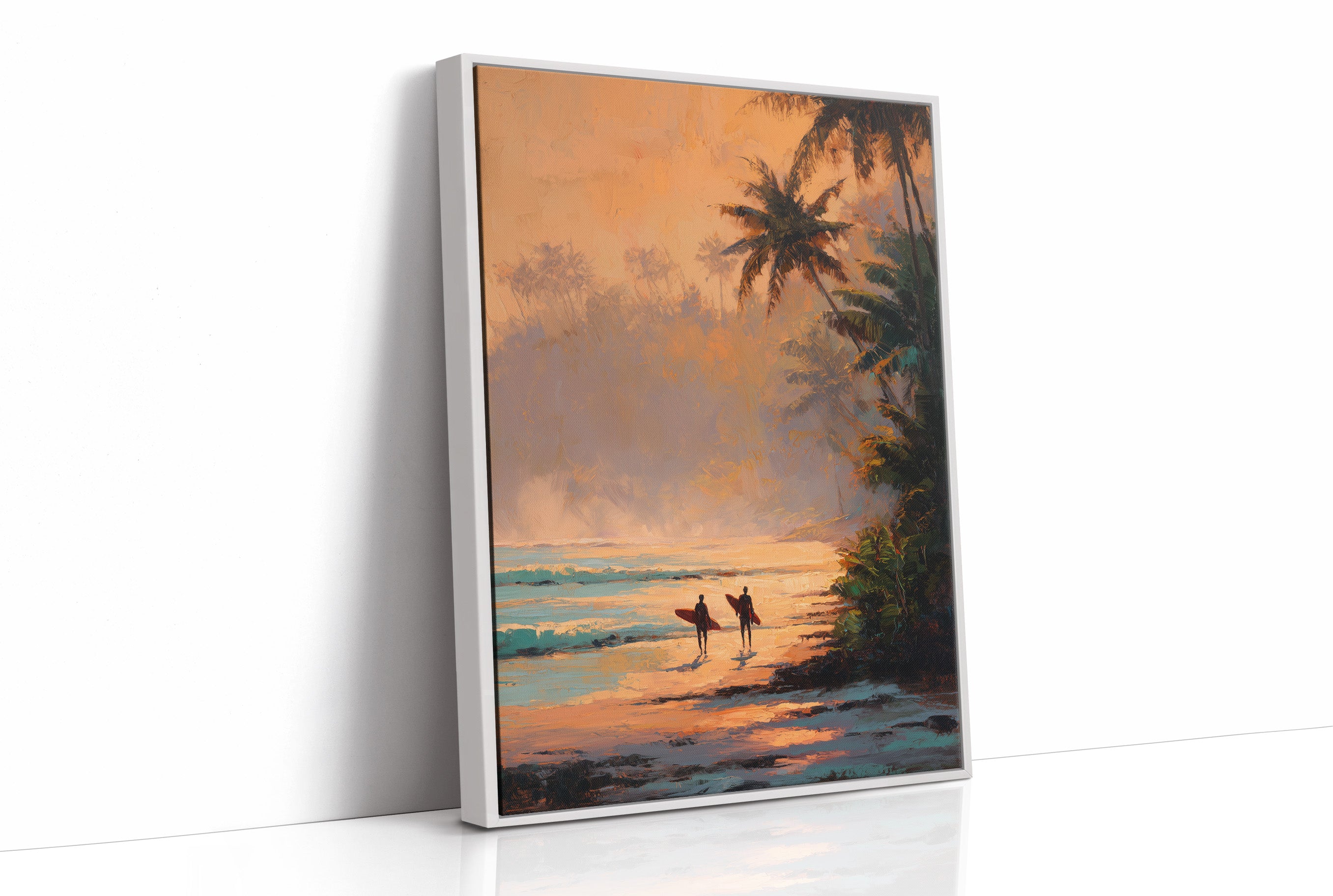 Sunset Surfers Await Their Wave