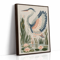 Heron Stretching Toward The Lilies