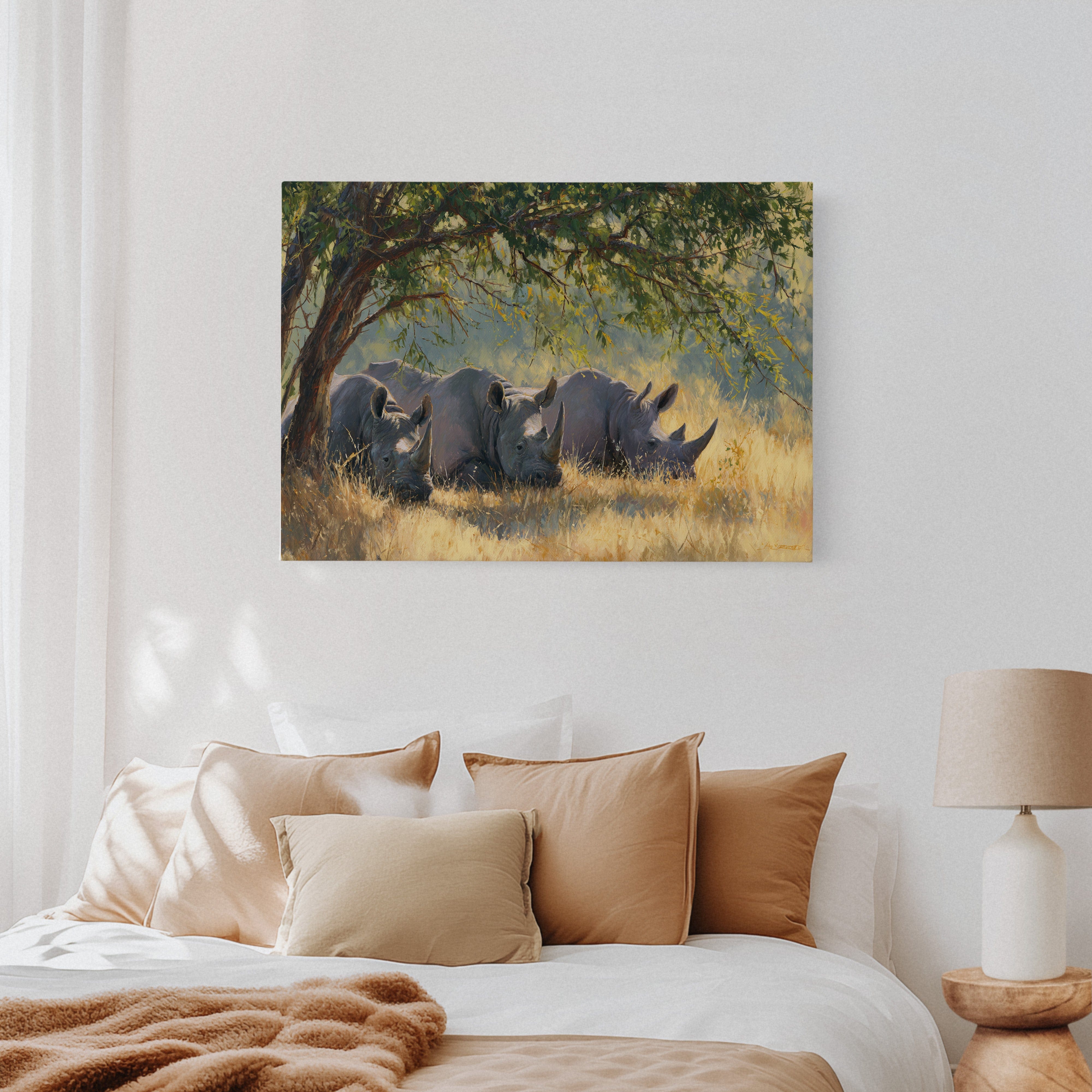 Three Giants Rest In Golden Grass