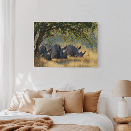 Three Giants Rest In Golden Grass
