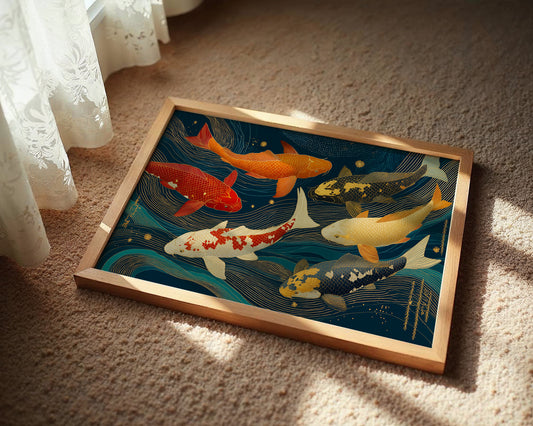 Koi Dance Through Starlit Waves