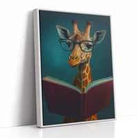 Giraffe with Glasses Reading a Book