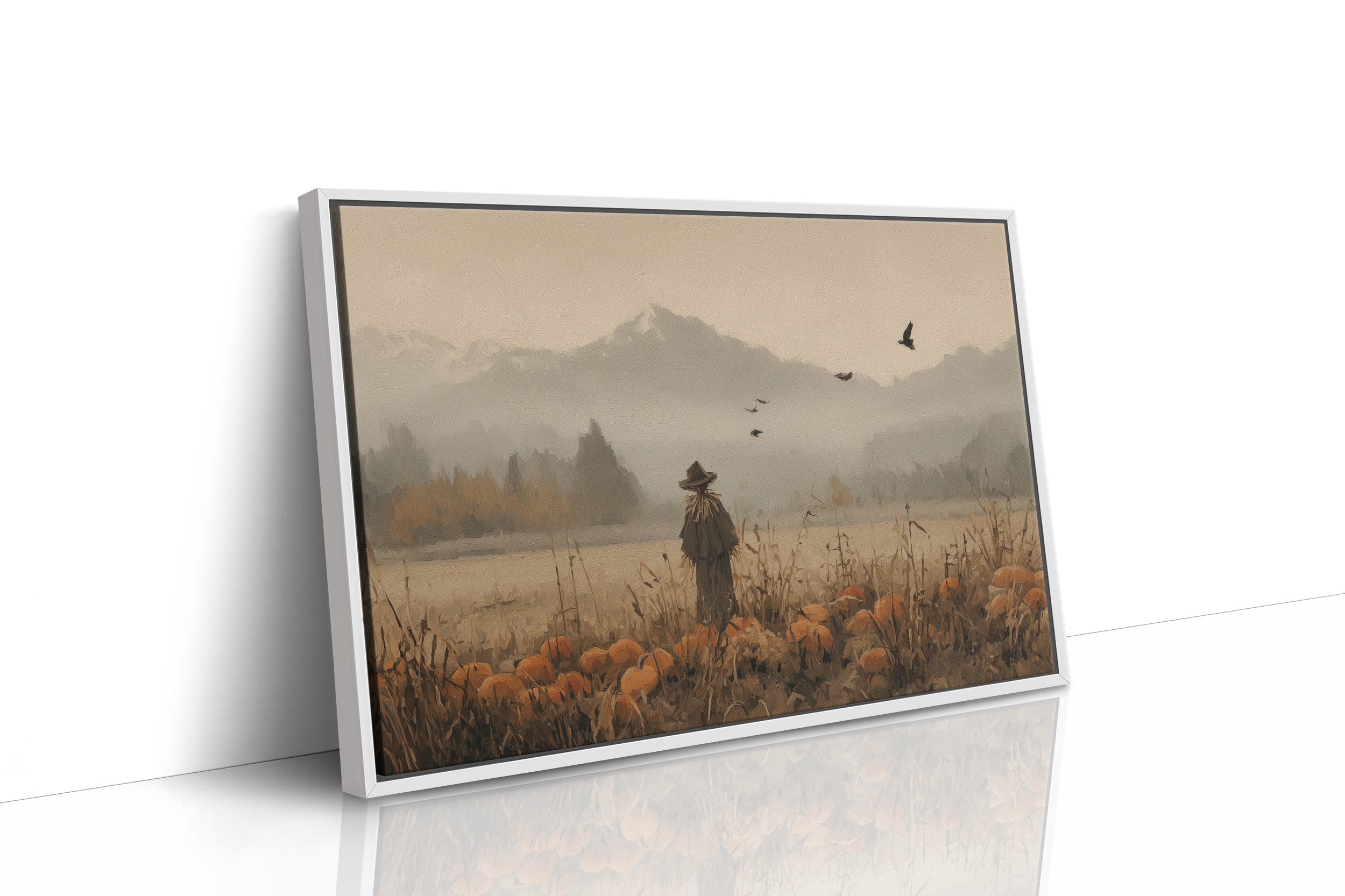 Autumn Field Watcher Stands Alone