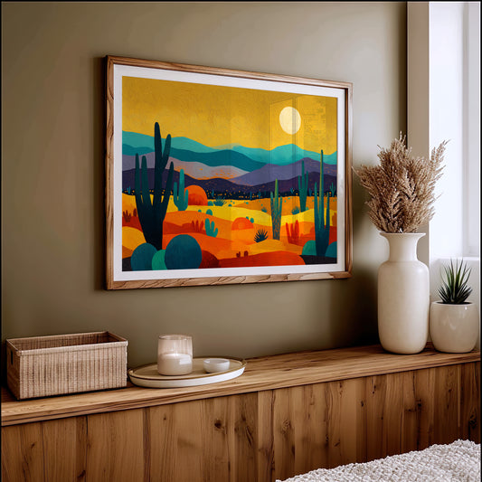 Saguaros Dance Under Golden Moons